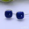 Stud Earrings KJJEAXCMY Fine Jewelry 925 Sterling Silver Natural Lapis Lazuli Square Small Fashion For Women