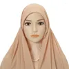 Vêtements ethniques EID Islamique One Piece Hijab Chapeaux Foulard en mousseline de soie Porter directement Turban Musulman Femmes Shayla Pratique Foulard Cap Châle