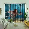 Gordijn blauw water gordijnen raam blackout luxe 3D set voor slaapkamer wonen geluiddichte winddicht