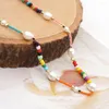 Hänghalsband yastyt 2023 Boho sommarstrandhalsband färgglada pärlor smycken handgjorda pärlor sötvatten pärla för kvinnor gåva