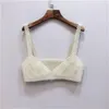 Tanques de mujer Camis Mujer Damas Perlas de cuentas blancas Bralette Sujetador Tanque Bustier Chaleco Crop Top Perla artificial Cota de malla Joya TopsMujer