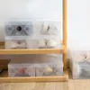 Boîtes de rangement Bacs 10pcs Boîte à chaussures Boîte à tiroirs transparente Boîtes à chaussures en plastique Boîte empilable Organisateur de chaussures Boîte à chaussures de stockage Étagère à chaussures 230410