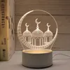 Nyhetsartiklar Eid Mubarak Decor Lights Moon Castle 3D LED Night Light Gurbang Kareem Table Ornament Ramadan Decoration for Home Eid Al Adha Z0411