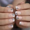 False Nails 24pcs Nail Tips DIY Manicure Fake Nials LongBallerina French Flower