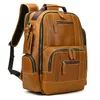 Schultaschen Vintage Mode Echtes Leder Männer Reisetasche Luxus Rucksack Computer Bagpack Designer Schulter Für Männliche Multifunktions