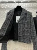 Kvinnorjackor Designer 23 Autumn/Winter New Celebrity Style Versatile Disvet Plaid Single Breasted Suit Collar Coat for Women TXT4