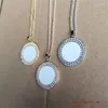 Collares colgantes Sublimación en blanco Doble fila Zircon Po Colgantes Regalo del día de San Valentín Transferencia Impresión Consumible 15 unids / lote