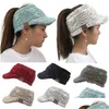 Cappello lavorato a maglia 6 colori con tesa vuota superiore lingua d'anatra coda di cavallo consegna da donna Dhq1G