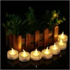 Candles Led Tea Lights Battery Operated Flameless Votive Tealights Candle Flickering Bb Light Small Electric Fake Teas Realistic For Dhkzl