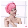 Cuffia da doccia Cuffia in microfibra Asciugamano per capelli Turbante Asciugatura rapida Donna Ragazze Donna Assorbente 7 colori Consegna a goccia Casa Giardino Pipistrello da bagno Dh4Fg