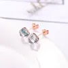 Boucles d'oreilles YUN RUO Mode Cube Zircon Cristal Boucle D'oreille Or Rose Couleur Femme Cadeau D'anniversaire Titane Acier Bijoux Ne Se Fanent Jamais En Gros