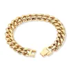 Charmarmband hiphop smycken miami 18k guld pläterad rostfritt stål kubanska armband länk för män 230410