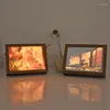 Nachtverlichting Home Decor LED Lamp 3D Schilderij 3 Kleur Dimmen Touch USB Opladen Tafellamp Gift Zonlicht Hout po Frame Lichtgevend