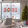 Wall Stickers Christmas Santa Claus Window Ornaments Pendant Merry For Home Decoration 2022 Year Drop Delivery Garden Dhamb