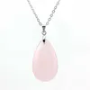 Pendant Necklaces Natural Crystal Water Drop Rose Quartz Amethyst Teardrop Lapis Lazuli Stone Chain Necklace For Women Girls Men