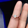 Cluster-Ringe Est Natürlicher Opal-Ring, echtes 925er Sterlingsilber, 4 x 6 mm große Edelsteine, guter bunter Feuerwechsel-Geburtsstein