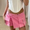 Skirts Fashion Pink High Waisted Aesthetics E-Girls Mini Retro Skirt Summer Women Vintage Streetwear Pockets Short Outfits