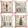 Christmas Decorations 45cm pink linen pillowcase cartoon nutcracker tree Hello let it snow in winter 231110