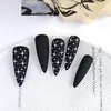 Unghie finte 24pcs Manicure Black Silver Star DIY Fake Nials French Stiletto Super Long