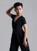 Stage Wear Latin Dance Clothes Boys Summer Training V-Neck Short Sleeved Tops Chacha Rumba Tango DN12304