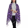 Foulards personnalisés Néon Violet et Rose Léopard Modèle sans couture Écharpe Femmes Mode Hiver Châle Wraps Animal Cheetah Gland