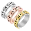 Cluster Rings EAECYT 6mm Rotatable Spinner Stainless Steel Star Moon Anxiety Ring Freely Spinning Anti Stress For Women Men