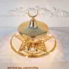 ノベルティアイテムEid Mubarak Metal Gold Nuts Tray with Light Ramadan Decor for Home