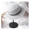 Chapeaux de soleil Blé Été Pour Femmes Plat Top St Hat Printemps Voyage Drop Livraison Dh2Tu