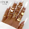 Band Rings Vintage Gold Color Butterfly Rings Set For Women Fashion Heart Leaves Geometric Twist Ring Hollow Jewelry Trendy cessories New P230411