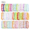 Couronnes de fleurs décoratives 50 pcs hawaïen Leis guirlande collier artificiel Hawaii printemps fête fournitures plage Fun 230410