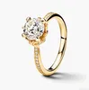 Pierścienie klastra S925 Sterling Srebrny ekstrawagancki i elegancki żółty diamentowy pierścionek zaręczynowy w stylu z świecącym projektem kropki