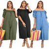 Womens Designer Clothing Loose Causal Jumpsuits 2023 Ny stil One-Should Short Sleeve Pocket Onesies som en klänning plus storlek 3XL