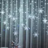 Décorations de Noël 32M flocon de neige LED guirlande lumineuse clignotant rideau de fée étanche pour les fêtes de vacances, mariages et décorations 231110