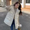 Kadın yelekleri 2023 kış aşağı pamuk ceket batı tarzı internet ünlü klasik bel-sıkı figür wo için gururlu yelek ceket