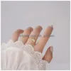 Cluster Rings Cluster Rings Delicate Jewelry 14K Gold Plated Adjustable Crystal For Women Simple Style Opal Beads Engagement Dhgarden Dh4Rv