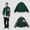 Męskie kurtki mężczyźni Varsity Bomber Jacket Harajuku Korea Bone Letter Patchwork Hip Hop Streetwear Single Bbreasted Baseball Płaszcze Unisex College 231110