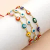 Strand Fashion National Style China-Chic Colorless Gold Beads Mixed Color Two Sided Oil Eyes Universal Bracelet For Men And Wom