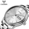 Watch Bands CADISEN Automatic Men s Mechanical Waterproof Week Calendar Double Show Business Gentleman Man Style Steel Band 231110