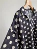 여성용 블라우스 2023 여성 패션 긴 소매 섹시한 캐주얼 작은 옷깃 v- 넥타이 흑백 폴카 도트 면화 린넨 선 스크린 셔츠