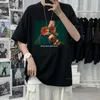 Men's T Shirts Floral And Letter Graphic Men Women Short Sleeve Cotton Comfortable Tees Black Oversized Loose T-shirts