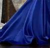 Robes de fille en satin bleu robe à fleurs à manches longues col rond perlé mariage petits enfants eucharistie fête d'anniversaire robes de bal