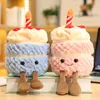 Sevimli yumuşak doğum günü pastası peluş oyuncak mumlarla meyve çilek cupcake şekli peluş bebek sevimli oyuncaklar sevimli bebekler çocuklar