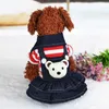 Dog Apparel Classic Four Legs Out Pet Dress With Bear Face On The Back Stripped Jumpsuit Hoodie Fashion Small Animal Cloth