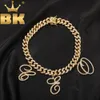 Pendant Necklaces THE BLING KING Necklace DIY AZ Cursive Letter Mens 12mm Iced Out SLink Miami Cuban Chain Hiphop Jewelry 231110