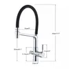 Kitchen Faucets Filter Black Dual Spout Drinking Water Mixer 360 Degree Rotation Cold Purification Feature Tap 230411