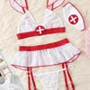 Sexy Set Lingerie Mulheres Trajes Exóticos Lenceria Roupos de Enfermeira Cosplay Uniform Porno Sexo Roupa 230411