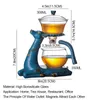 Vinglasglasar Bozzh Full Automatic Creative Deer Teapot Kungfu Glass Set Magnetic Water Diversion Infuser Turkish Drip Pot With Base 230411