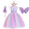 Robes de fille Pourim Licorne Filles Robe Enfants Fête D'anniversaire Princesse Costume pour Halloween Cosplay Noël Enfants Ball Stage Disfraz Mujer 231110