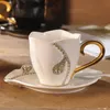 Tassen Kaffeetasse Kreatives Geschenk Liebhaber Tassen 3D Keramik mit Strass Dekoration und Untertassen ZM807255Y