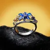 Pierścienie opaski Znakomite damskie cyrkon pierścionek biżuterii ręcznie robione szkliwo epoksydowe fioletowy kolor Kolor Pierścień 925 Srebrny koktajl